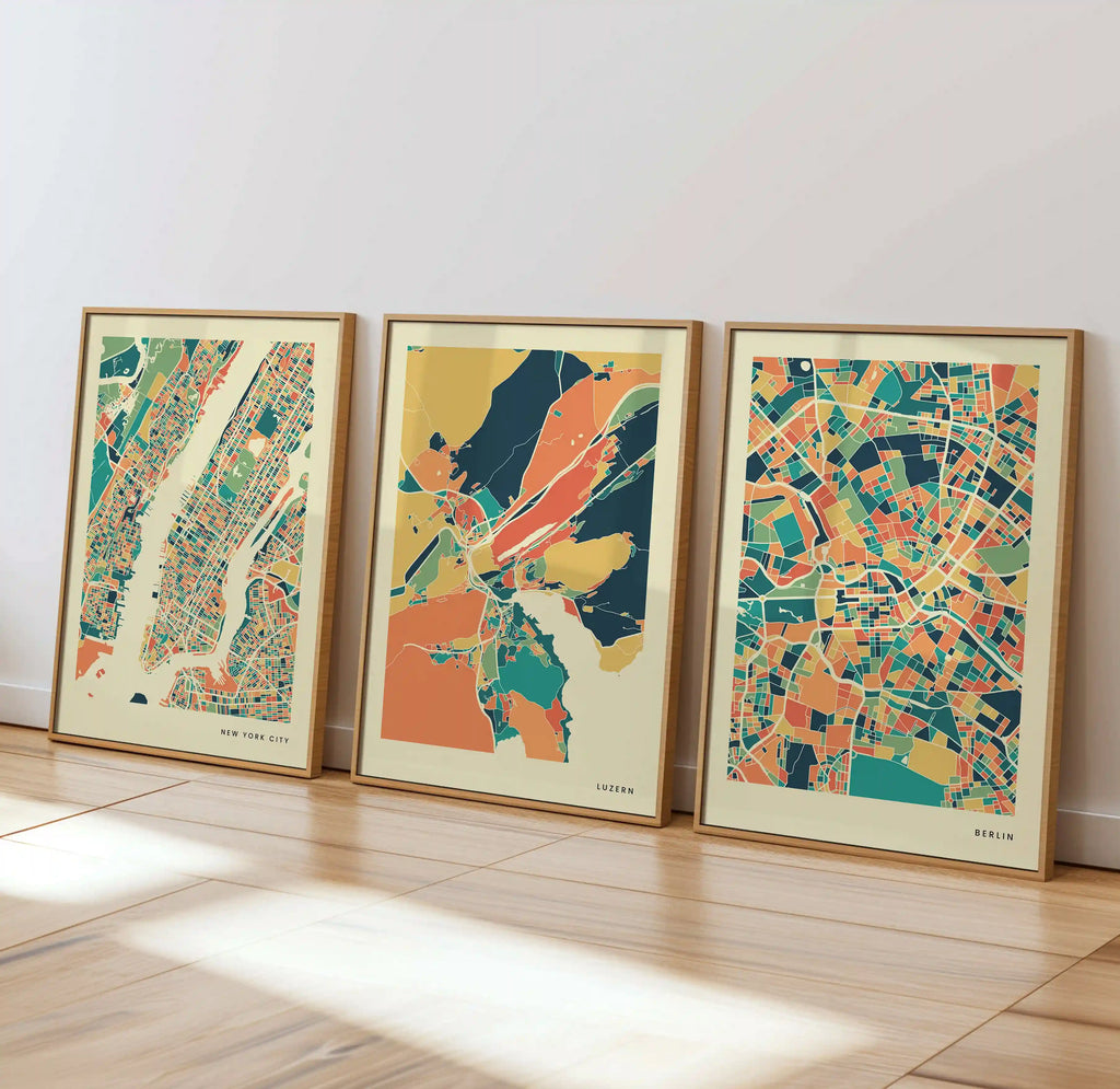 Luzern Stadtkarte Poster – Polychroma Modern Art Print