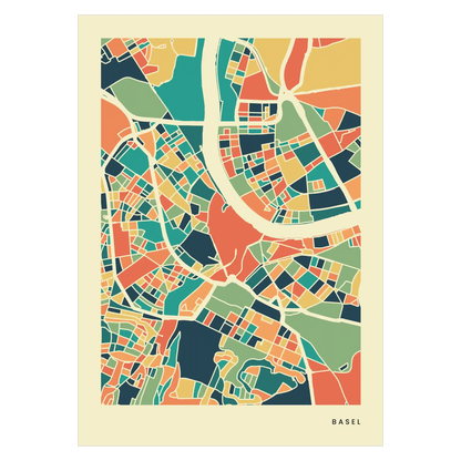 Basel Stadtkarte Poster – Polychroma Modern Art Print