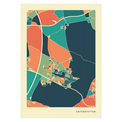 Vaterstetten Stadtkarte Poster – Polychroma Modern Art Print