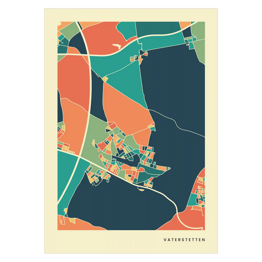 Vaterstetten Stadtkarte Poster – Polychroma Modern Art Print
