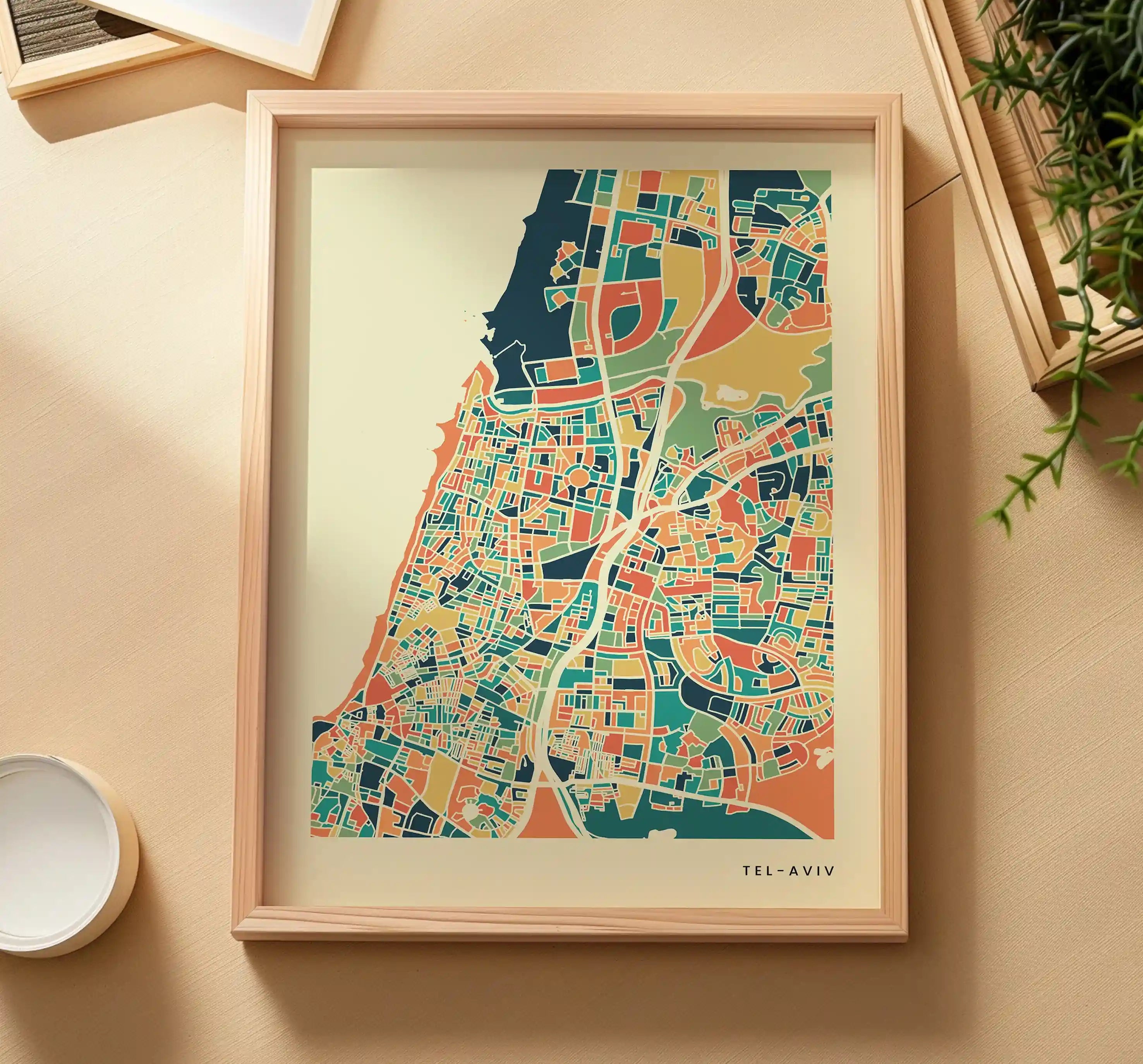 Tel-Aviv Stadtkarte Poster – Polychroma Modern Art Print