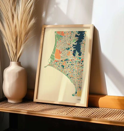 Lima Stadtkarte Poster – Polychroma Modern Art Print