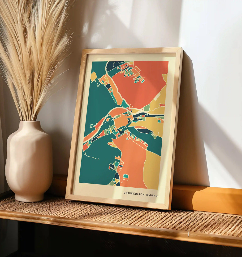 Schwäbisch Gmünd Stadtkarte Poster – Polychroma Modern Art Print