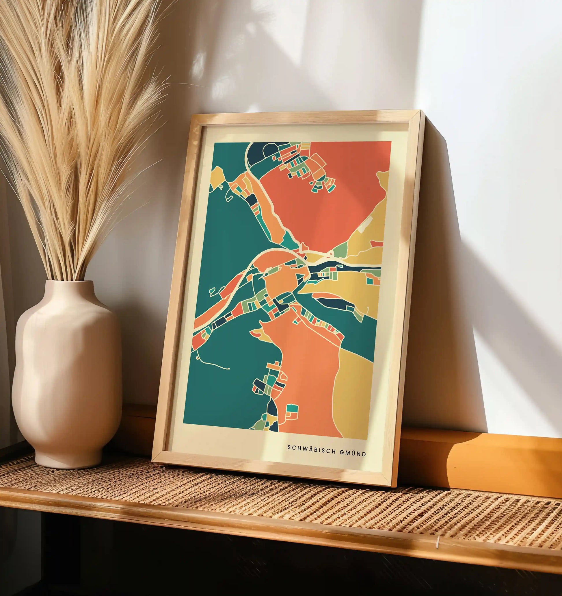 Schwäbisch Gmünd Stadtkarte Poster – Polychroma Modern Art Print