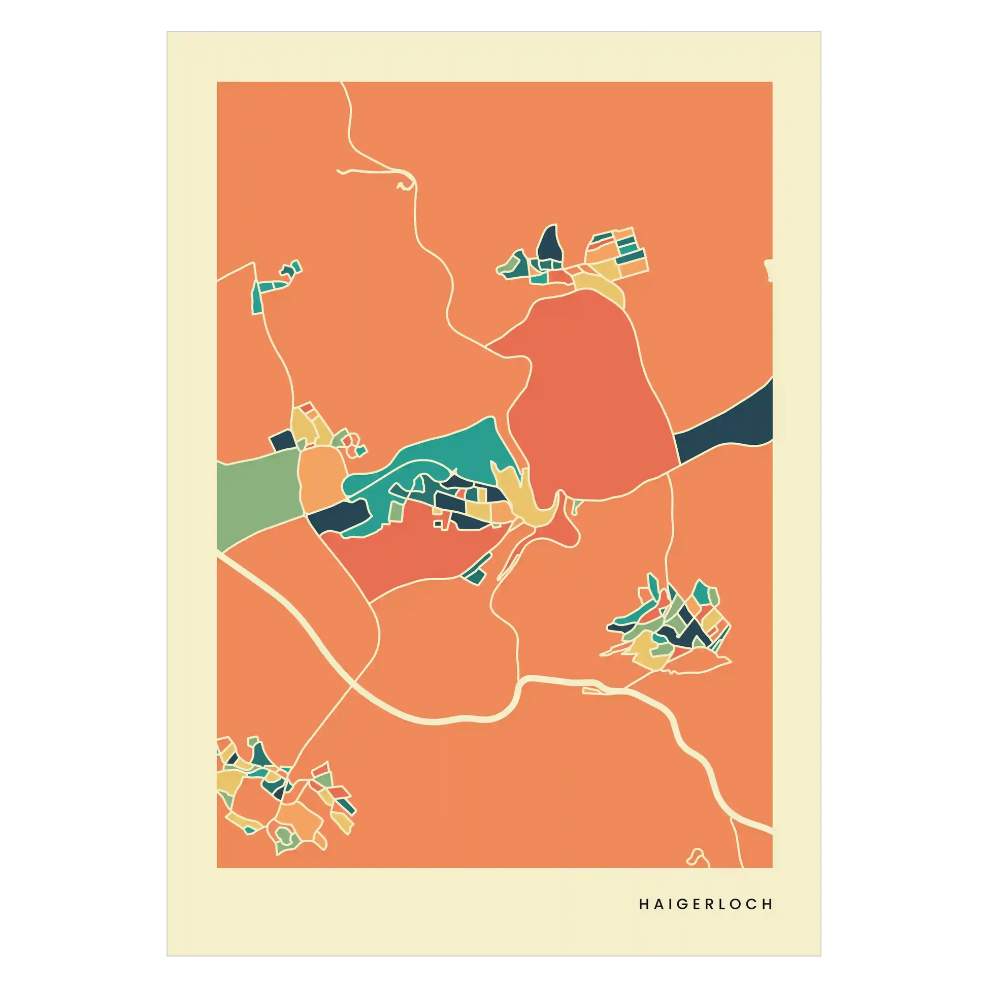 Haigerloch Stadtkarte Poster – Polychroma Modern Art Print