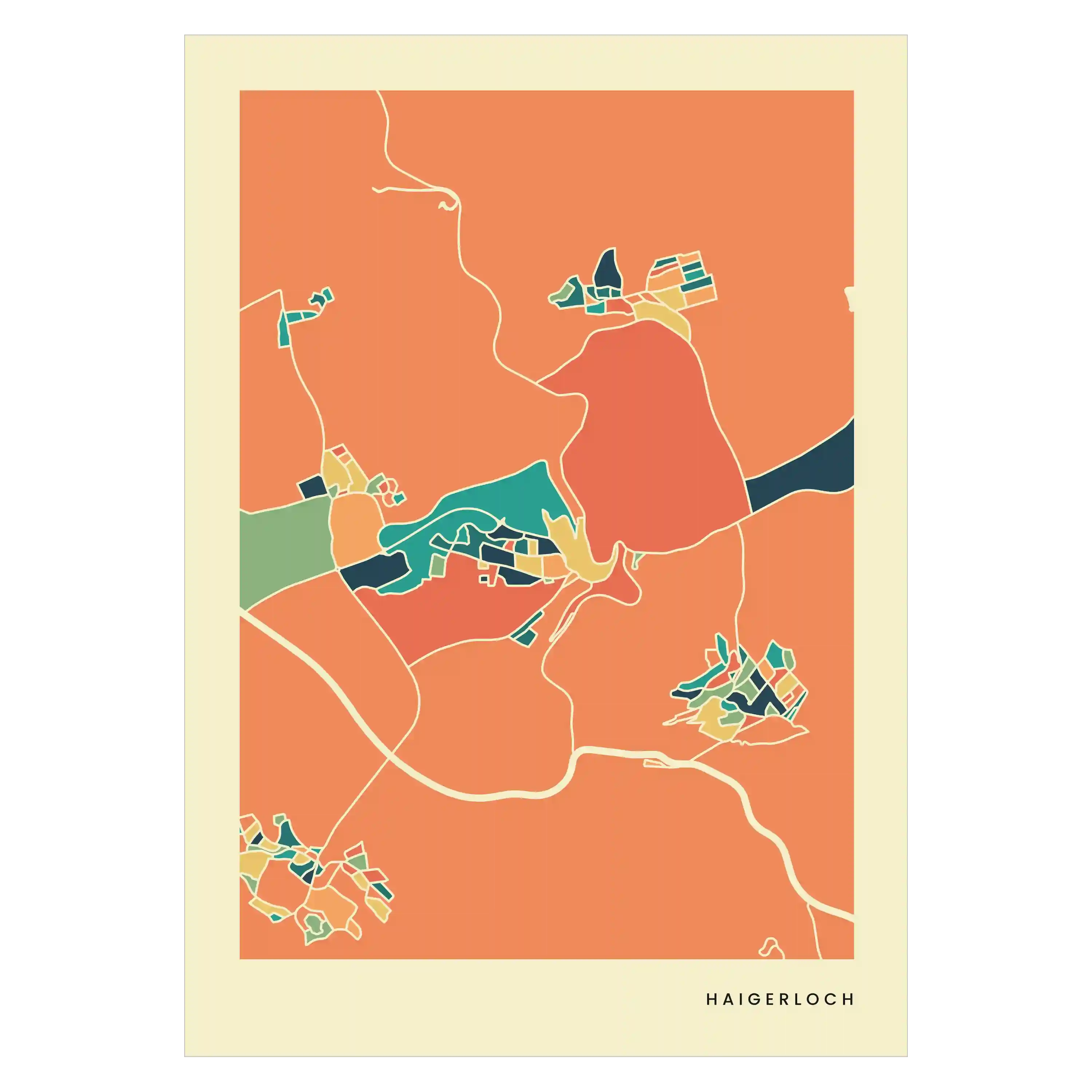 Haigerloch Stadtkarte Poster – Polychroma Modern Art Print