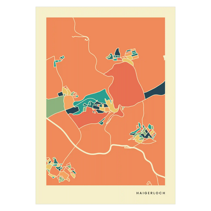 Haigerloch Stadtkarte Poster – Polychroma Modern Art Print