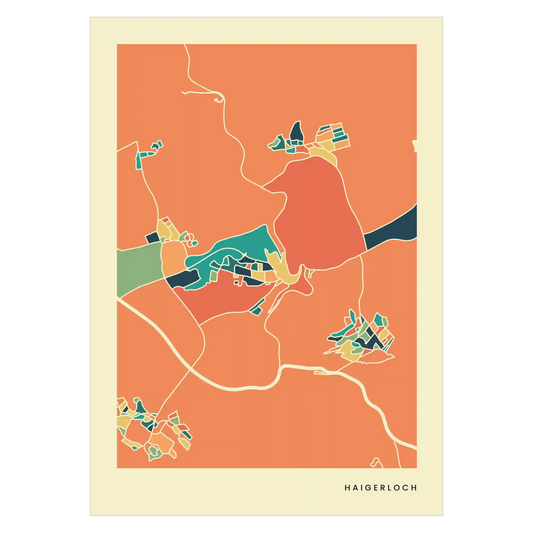 Haigerloch Stadtkarte Poster – Polychroma Modern Art Print
