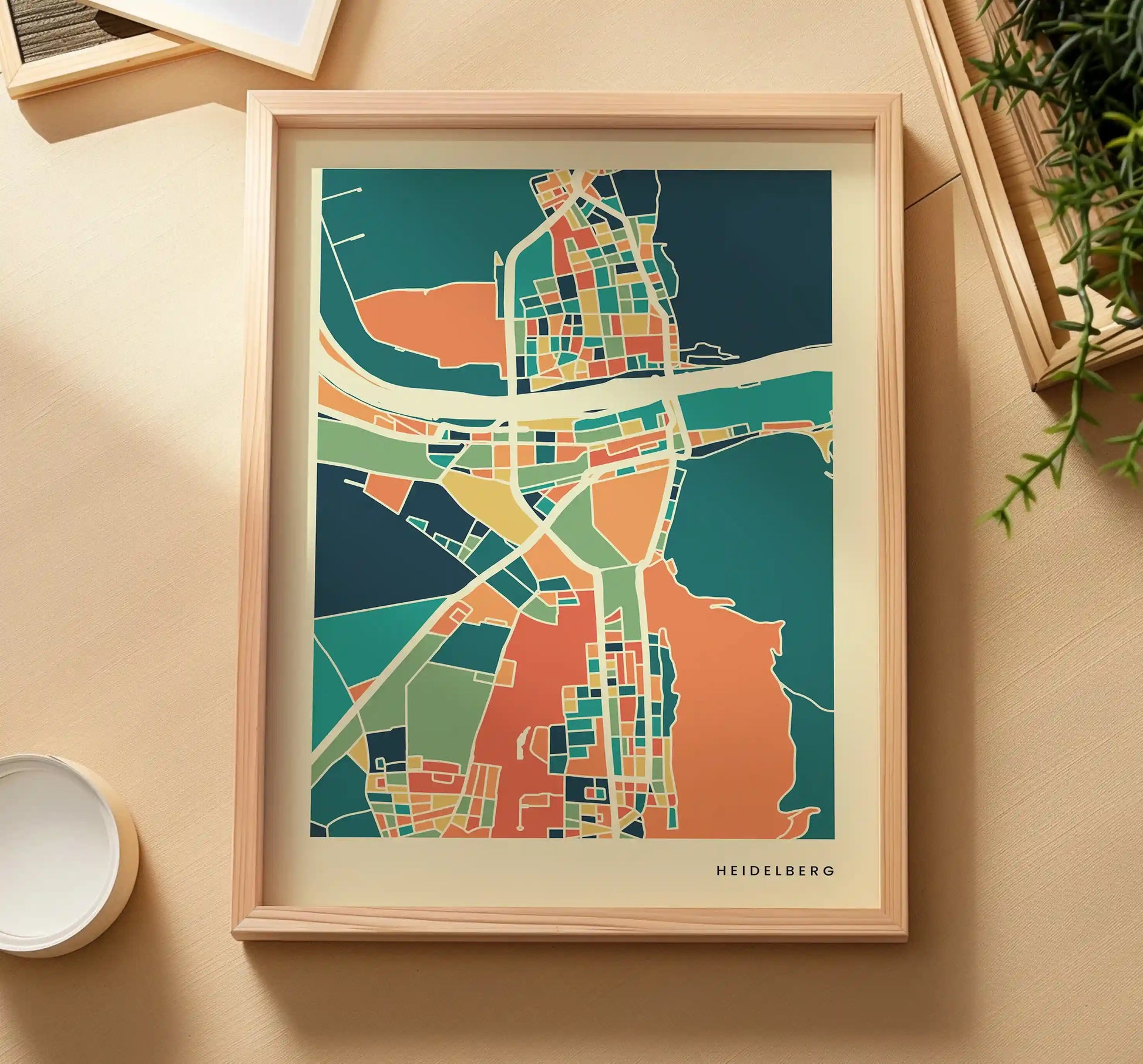 Heidelberg Stadtkarte Poster – Polychroma Modern Art Print