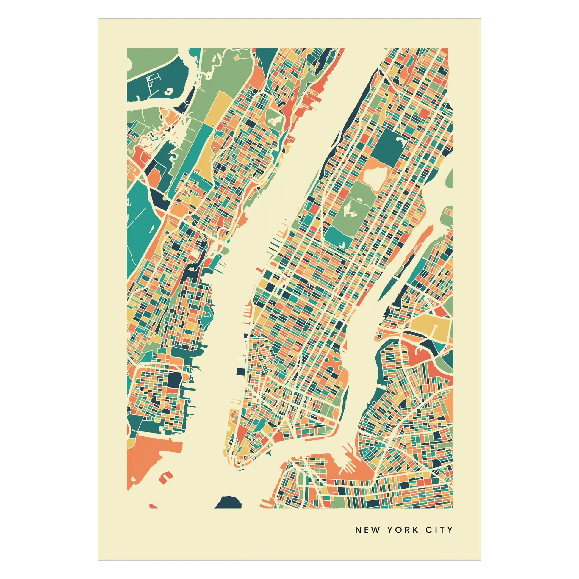 New York City Stadtkarte Poster – Polychroma Modern Art Print