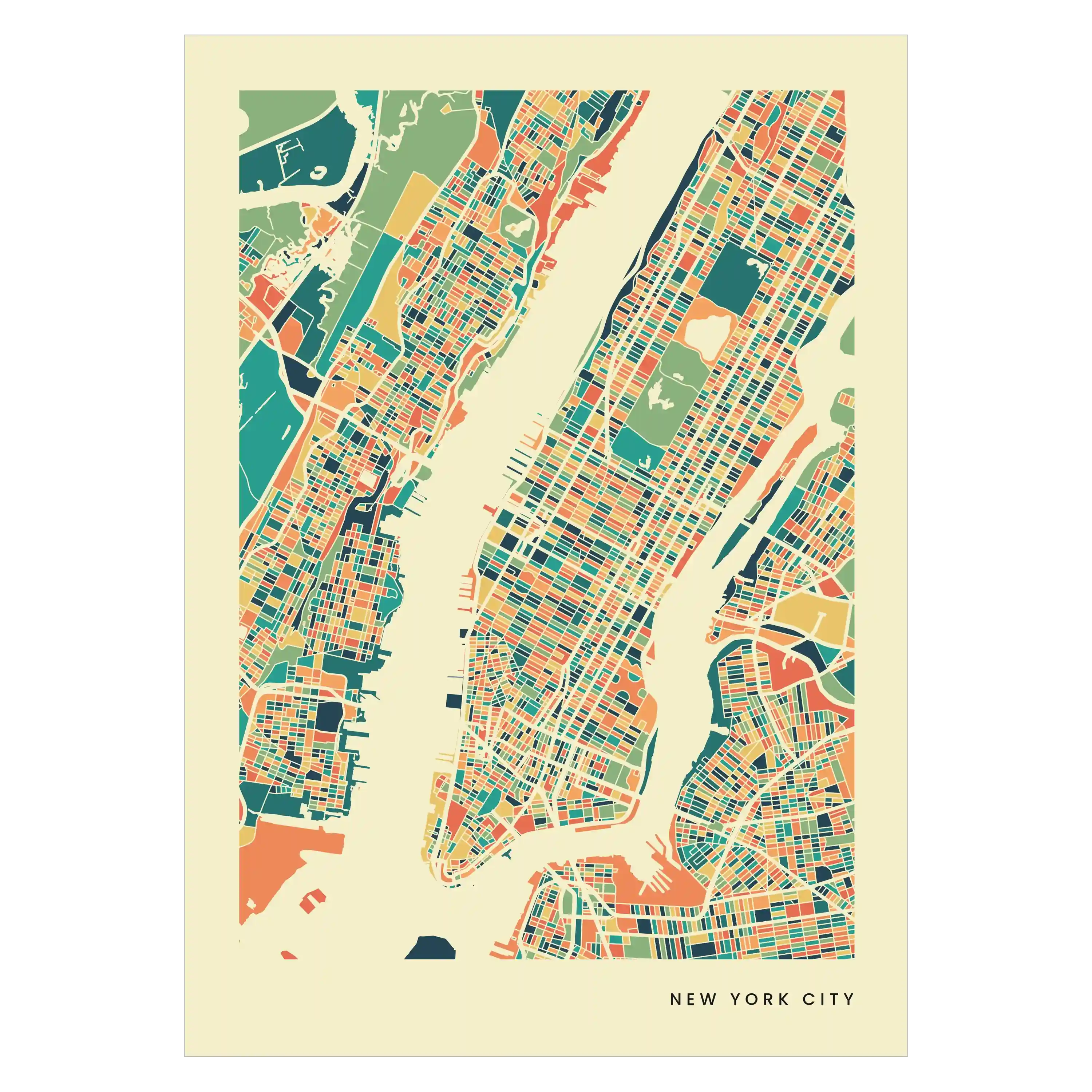 New York City Stadtkarte Poster – Polychroma Modern Art Print
