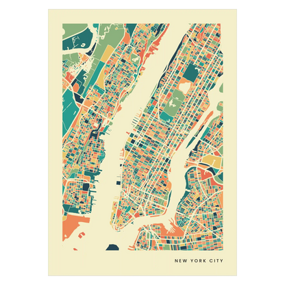 New York City Stadtkarte Poster – Polychroma Modern Art Print