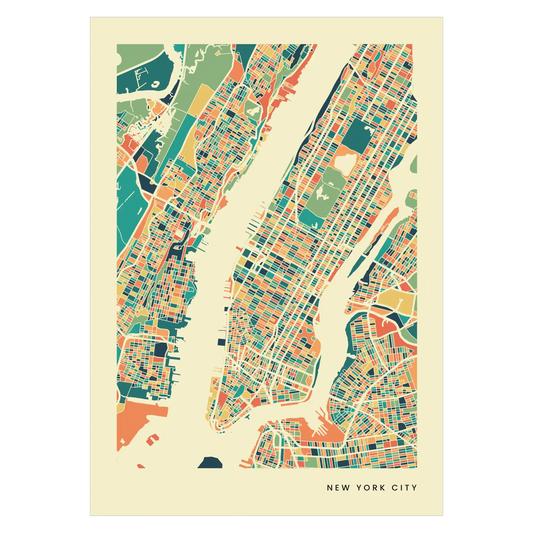 New York City Stadtkarte Poster – Polychroma Modern Art Print