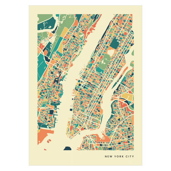 New York City Stadtkarte Poster – Polychroma Modern Art Print
