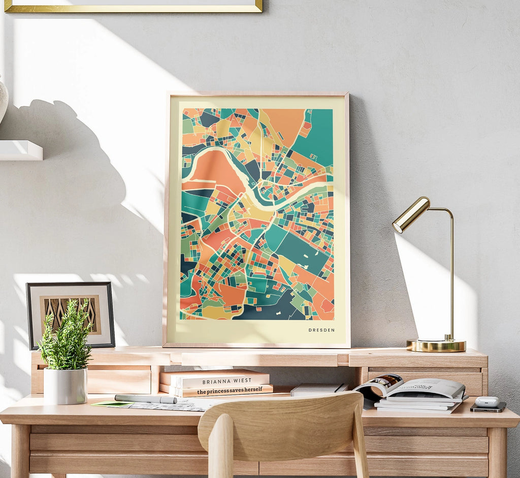 Dresden Stadtkarte Poster – Polychroma Modern Art Print