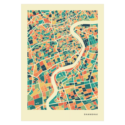 Shanghai Stadtkarte Poster – Polychroma Modern Art Print