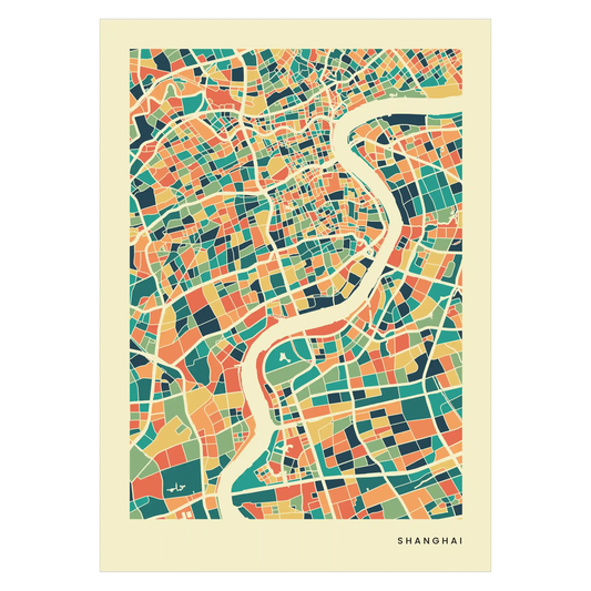 Shanghai Stadtkarte Poster – Polychroma Modern Art Print