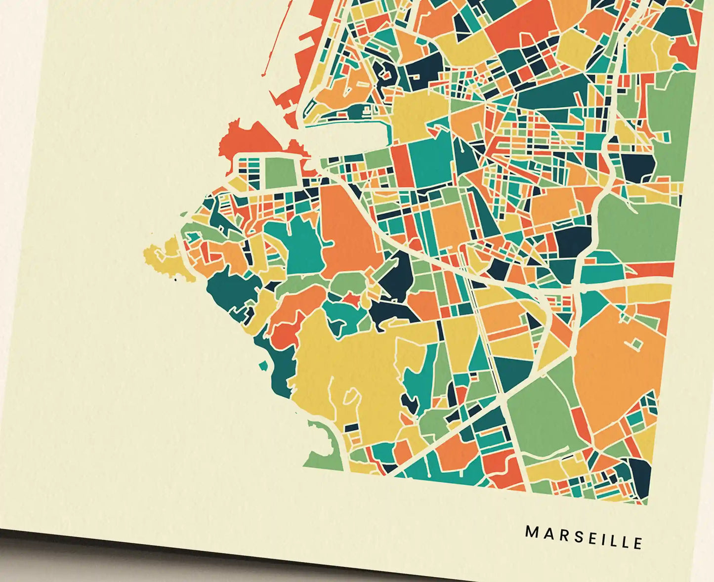 Marseille Stadtkarte Poster – Polychroma Modern Art Print