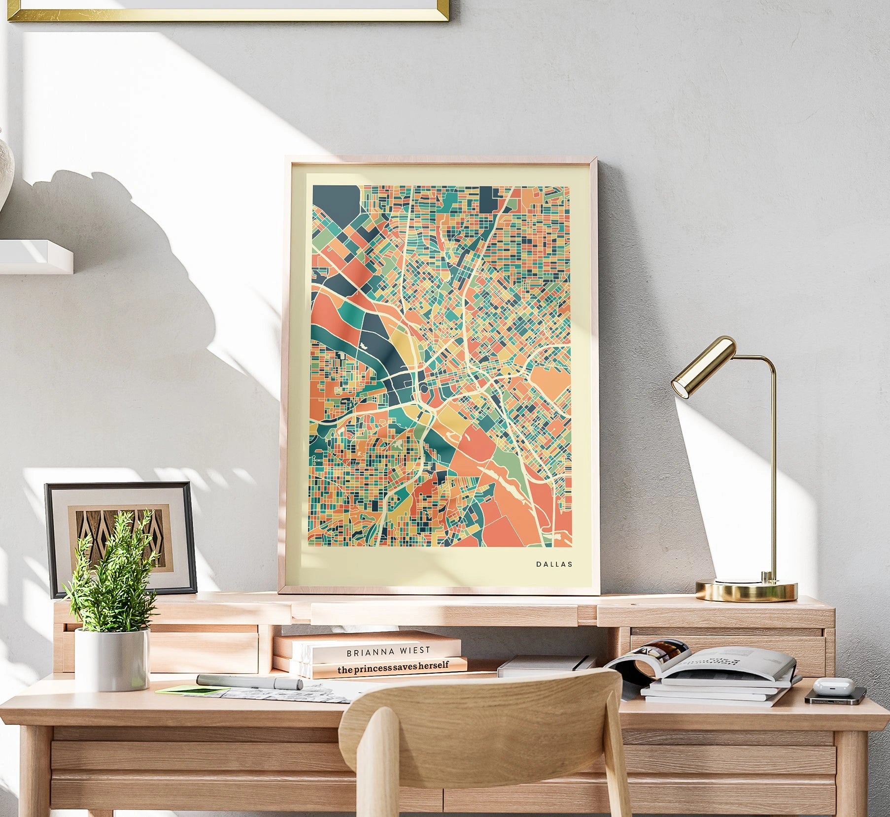 Dallas Stadtkarte Poster – Polychroma Modern Art Print