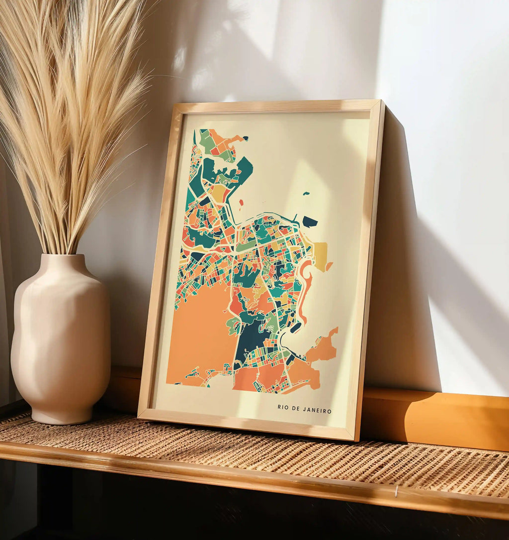Rio De Janeiro Stadtkarte Poster – Polychroma Modern Art Print