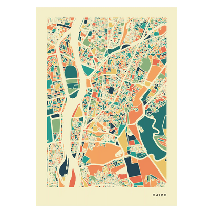 Cairo Stadtkarte Poster – Polychroma Modern Art Print