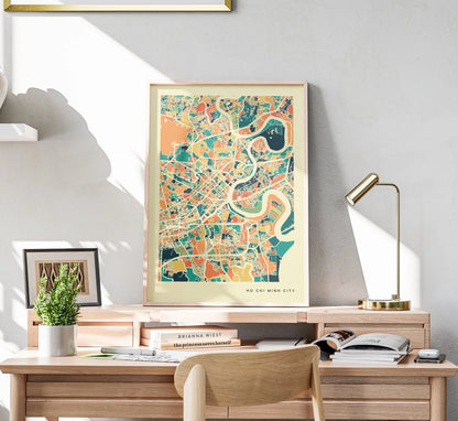 Ho Chi Minh City Stadtkarte Poster – Polychroma Modern Art Print