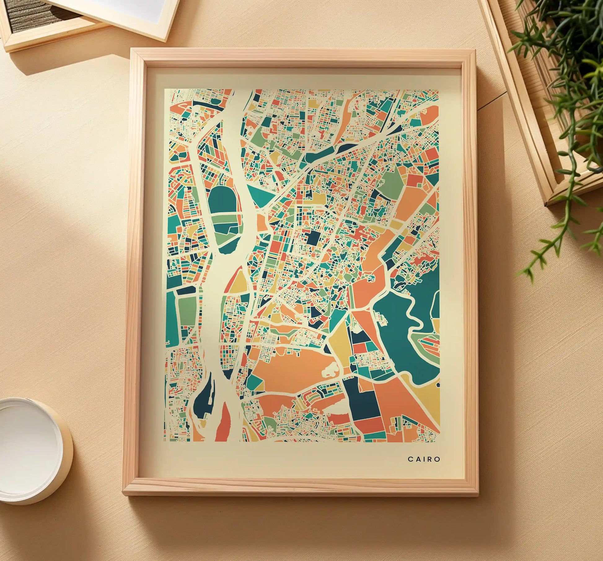 Cairo Stadtkarte Poster – Polychroma Modern Art Print