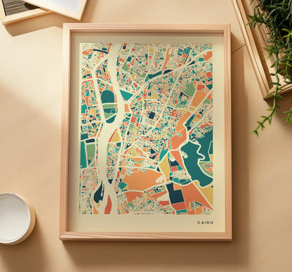 Cairo Stadtkarte Poster – Polychroma Modern Art Print