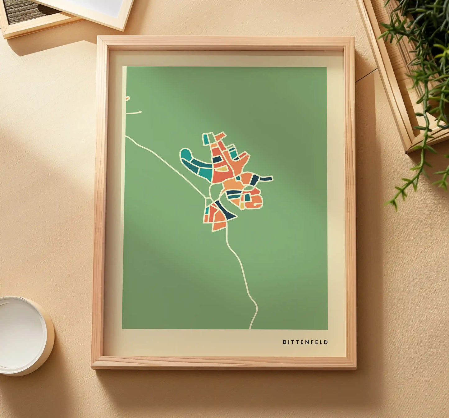 Bittenfeld Stadtkarte Poster – Polychroma Modern Art Print