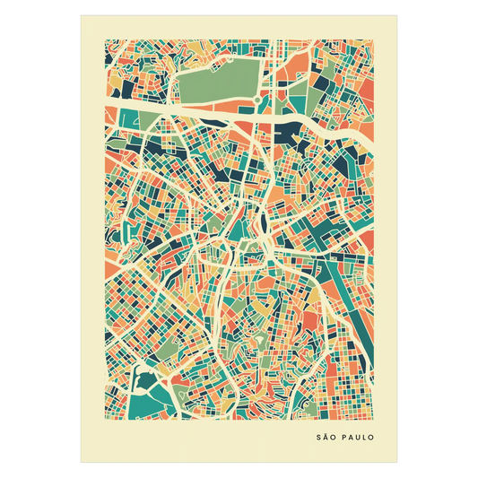 São Paulo Stadtkarte Poster - Polychroma Stadtplan Modern Art Print Stadtkarte Poster – Polychroma Modern Art Print