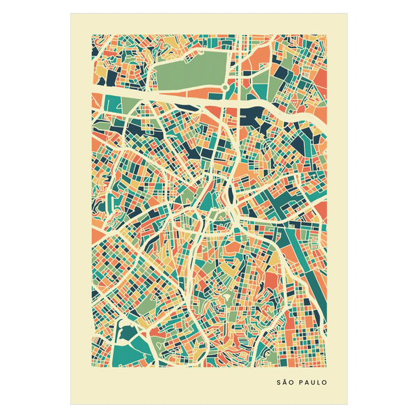 São Paulo Stadtkarte Poster - Polychroma Stadtplan Modern Art Print Stadtkarte Poster – Polychroma Modern Art Print