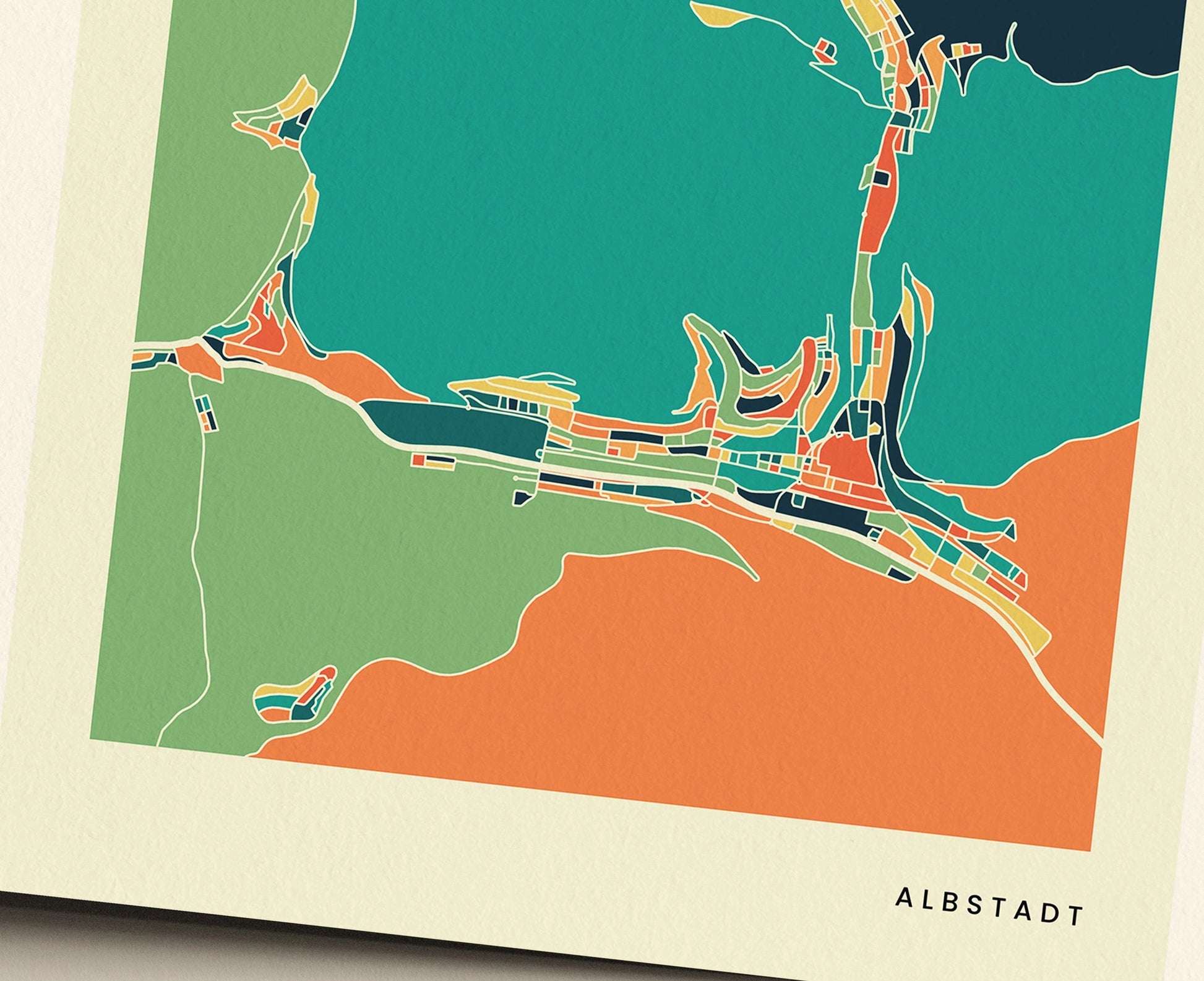 Albstadt Stadtkarte Poster – Polychroma Modern Art Print