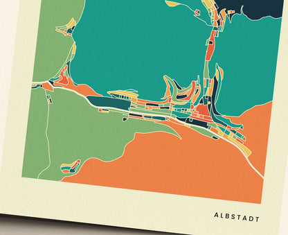 Albstadt Stadtkarte Poster – Polychroma Modern Art Print