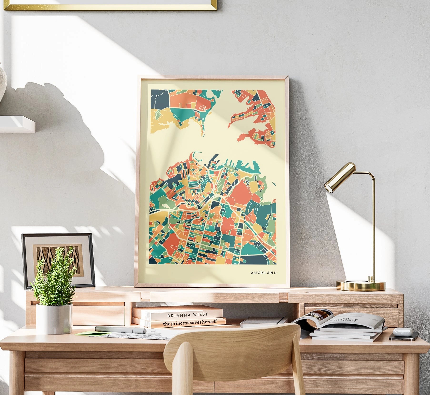 Auckland Stadtkarte Poster – Polychroma Modern Art Print