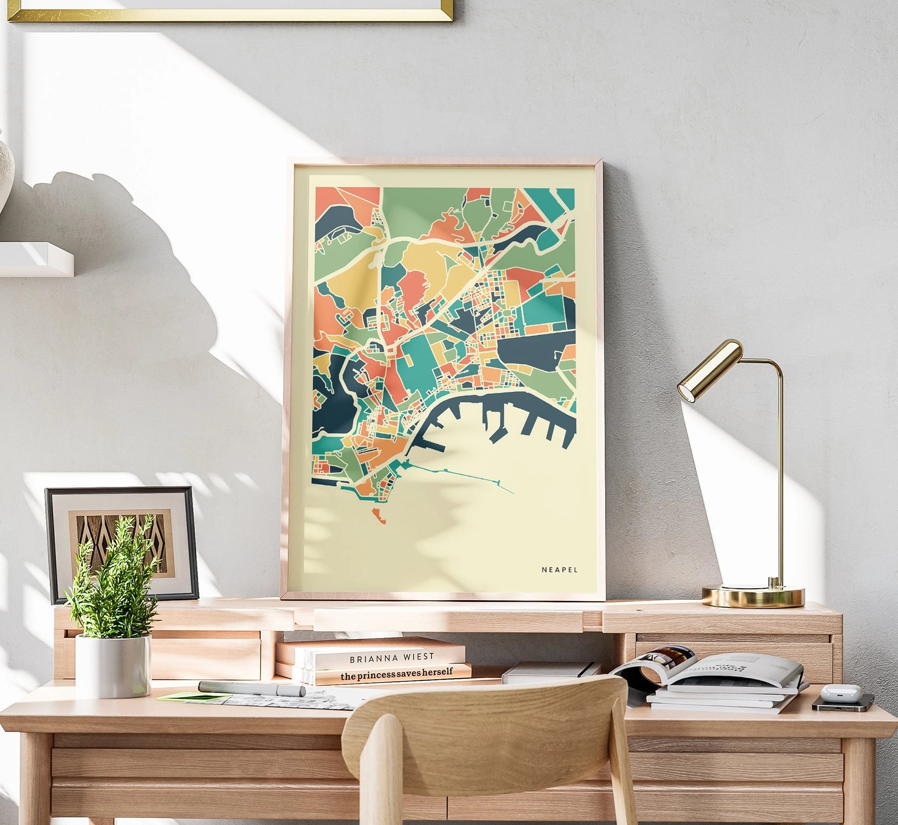 Neapel Stadtkarte Poster – Polychroma Modern Art Print