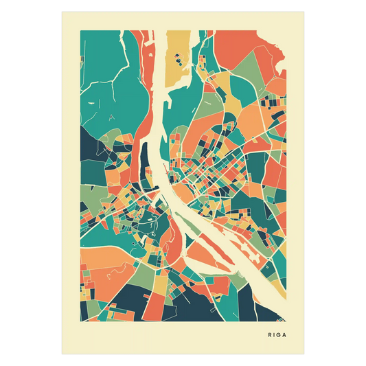 Riga Stadtkarte Poster – Polychroma Modern Art Print