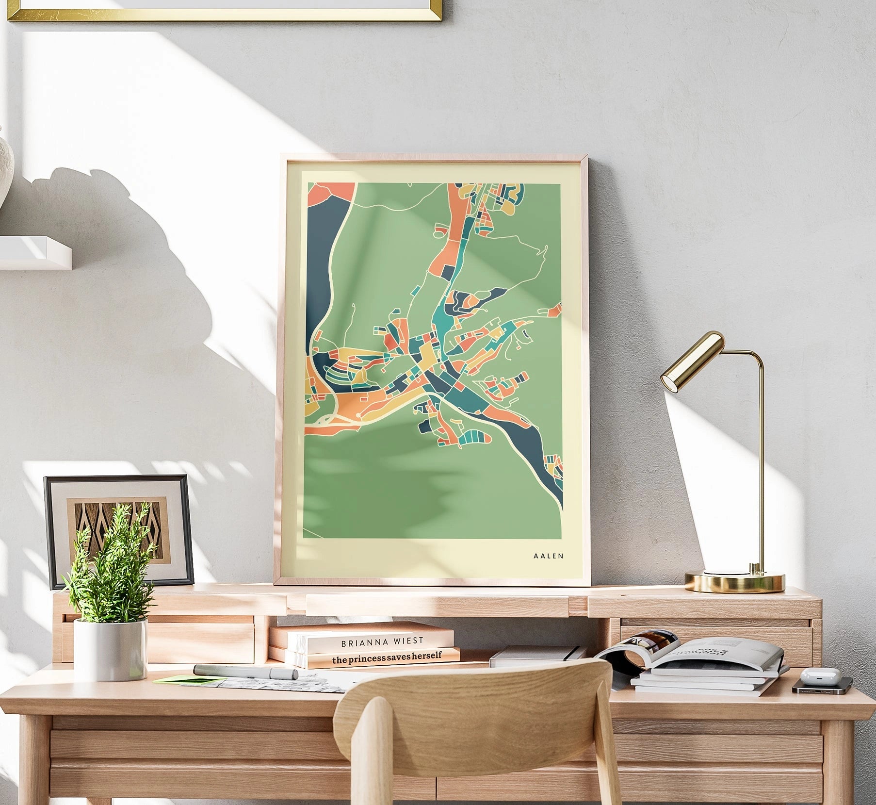 Aalen Stadtkarte Poster – Polychroma Modern Art Print