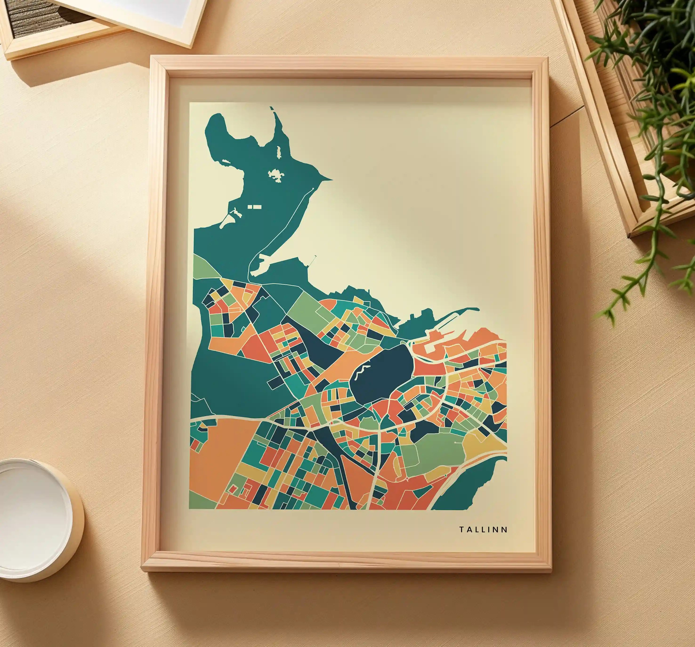 Tallinn Stadtkarte Poster – Polychroma Modern Art Print