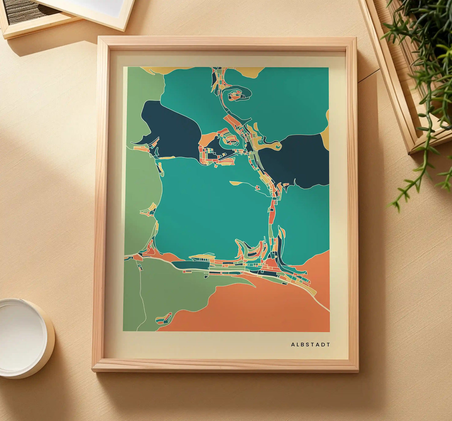 Albstadt Stadtkarte Poster – Polychroma Modern Art Print