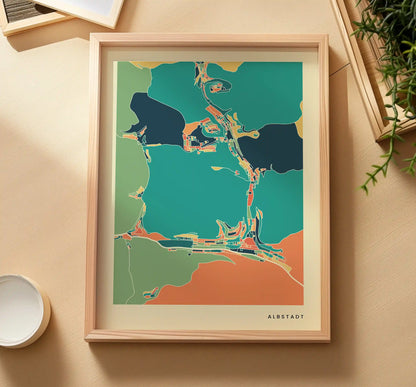 Albstadt Stadtkarte Poster – Polychroma Modern Art Print