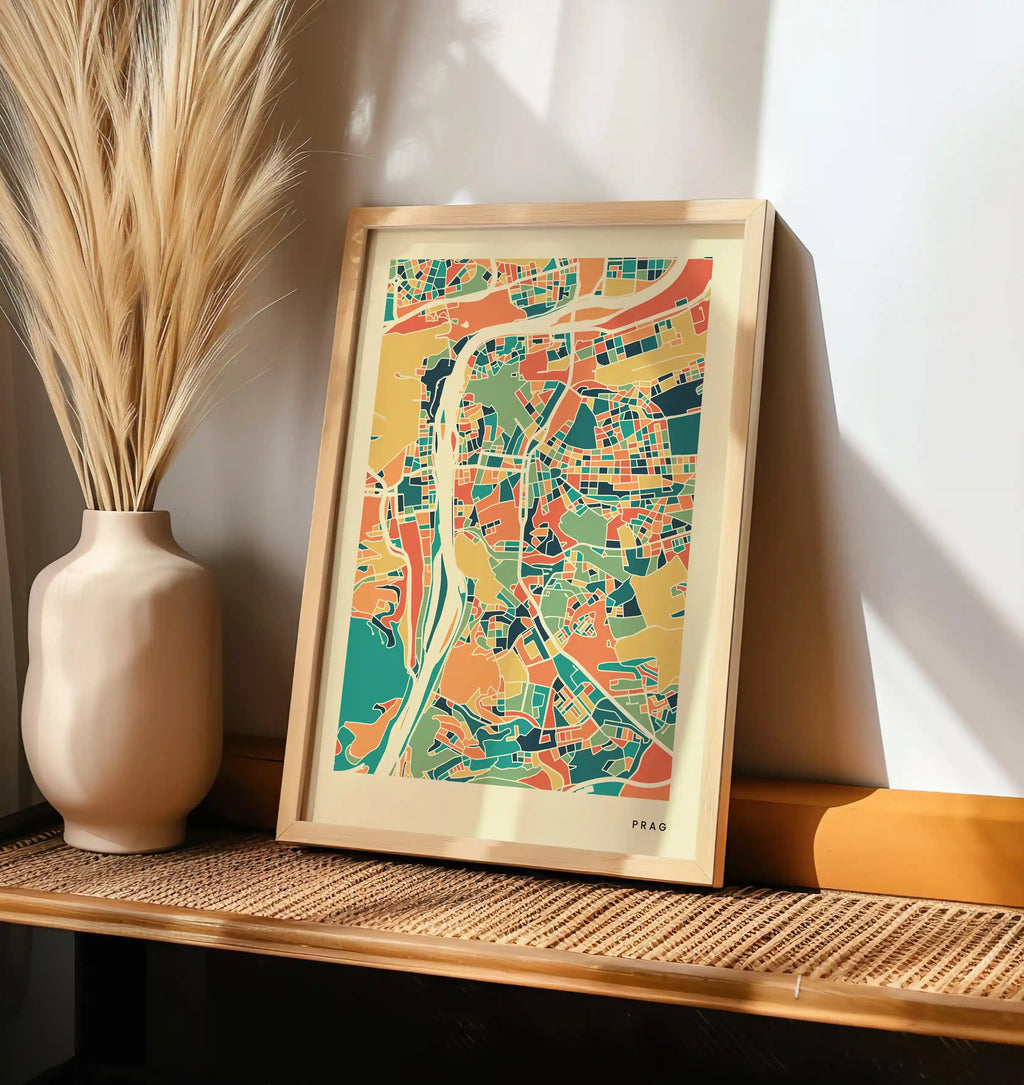 Prag Stadtkarte Poster – Polychroma Modern Art Print