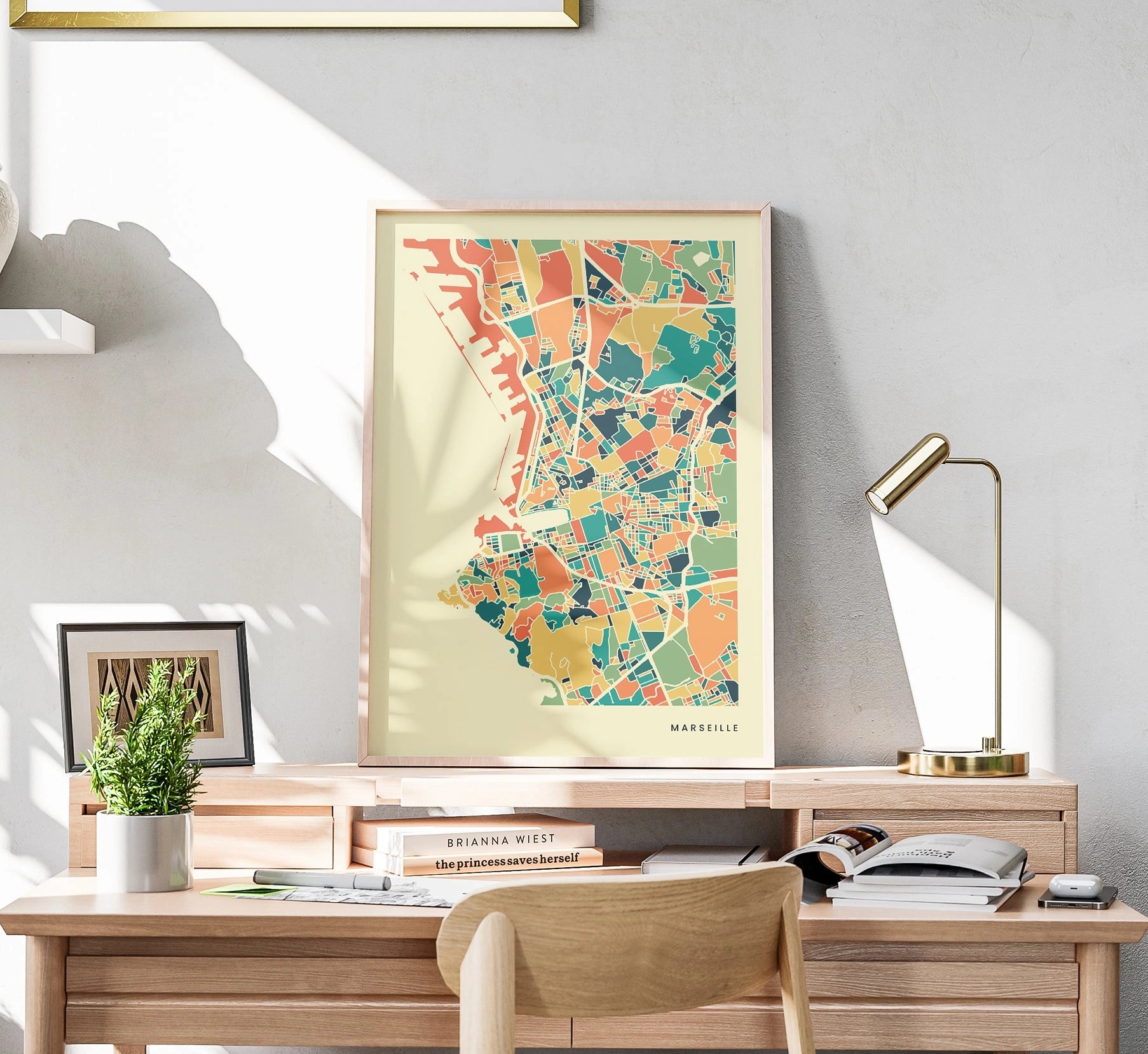 Marseille Stadtkarte Poster – Polychroma Modern Art Print