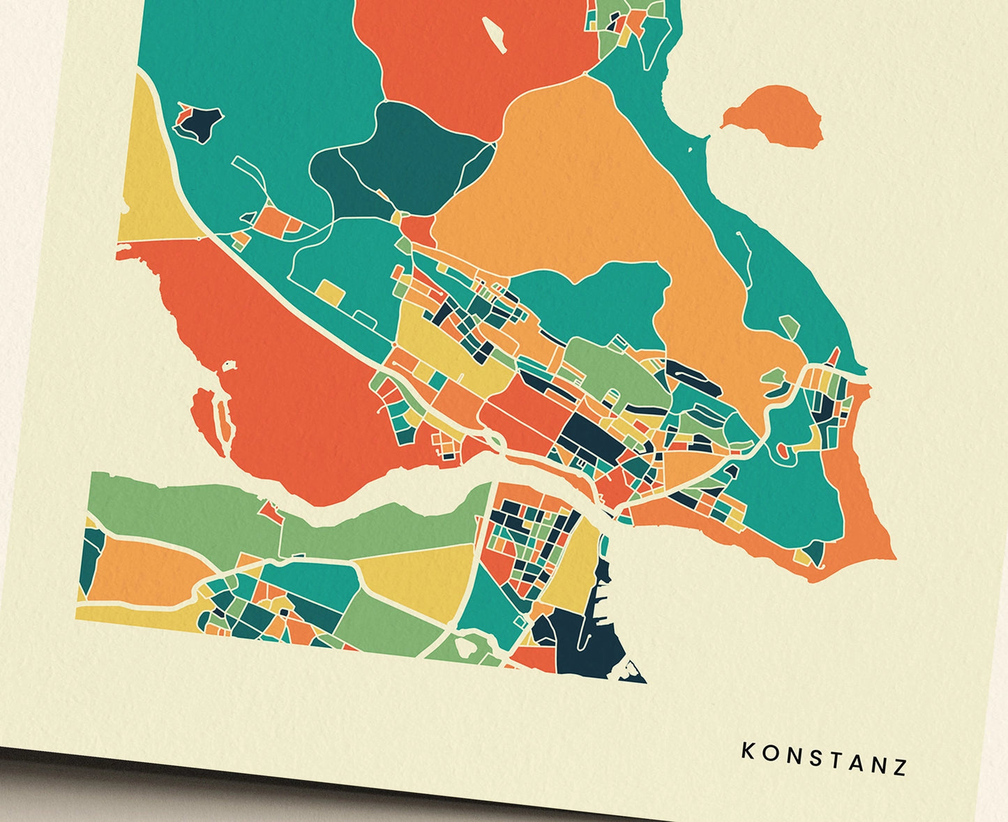 Konstanz Stadtkarte Poster – Polychroma Modern Art Print