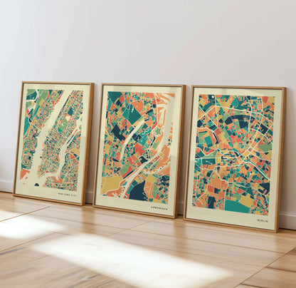 København Stadtkarte Poster – Polychroma Modern Art Print