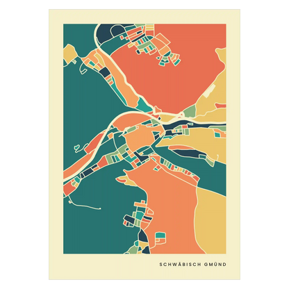 Schwäbisch Gmünd Stadtkarte Poster – Polychroma Modern Art Print