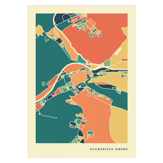Schwäbisch Gmünd Stadtkarte Poster – Polychroma Modern Art Print