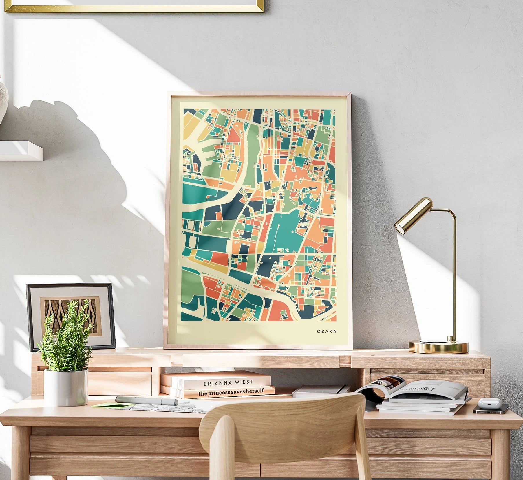 Osaka Stadtkarte Poster – Polychroma Modern Art Print