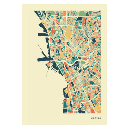 Manila Stadtkarte Poster – Polychroma Modern Art Print