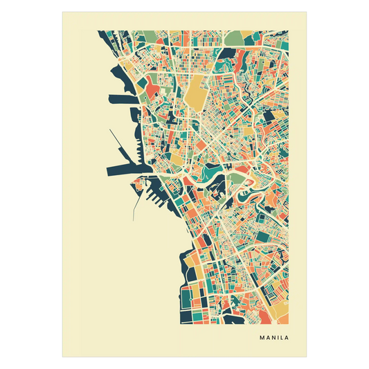 Manila Stadtkarte Poster – Polychroma Modern Art Print