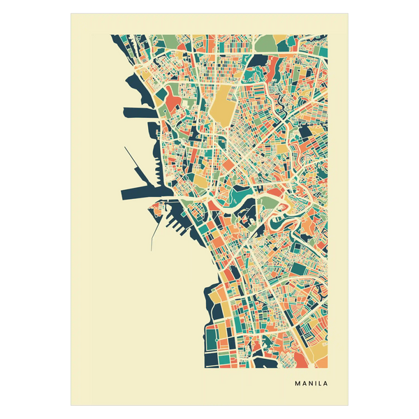 Manila Stadtkarte Poster – Polychroma Modern Art Print